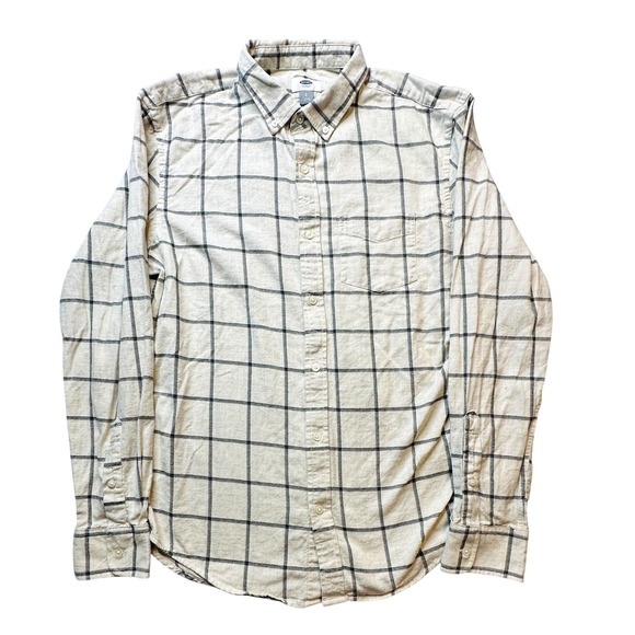 Old Navy Other - Old Navy Shirt Mens Large Gray Windowpane Plaid Slim Fit Flannel Long Sleeve